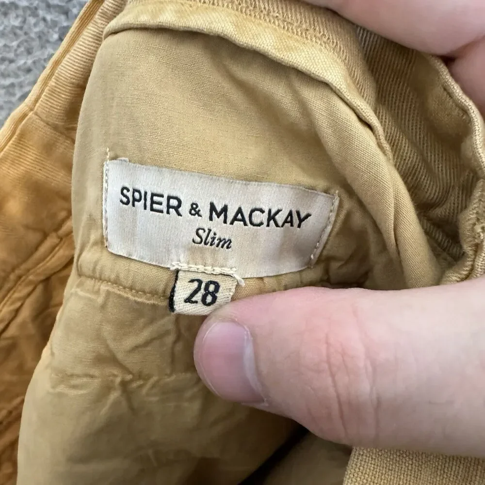 Spier & Mackay Pants‎ Mens 28 Khaki Slim Fit Linen Blend Flat Front Chinos